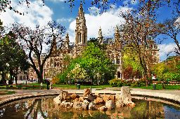 Beautiful park near City hall, Vienna, Austria