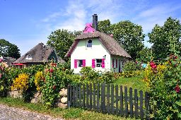 Colored houses Island Ruegen baltic coast, Germany