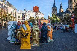 Exhibition of Beethoven statues during Beethoven festival in Bonn, Germany. Famous composer Beethoven was born in Bonn.