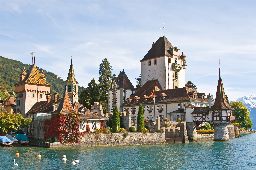 Oberhofen castle on the lake Thun, Jungfrau region, Switzerland