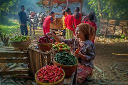 Traditional market selling fruits and vegetables in Bogor, West Java, Indonesia
