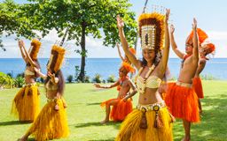 Dancers perform a traditional dance in Tahiti, French Polynesia