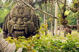 Statue of Balinese demon in jungle