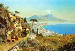 Alois Arnegger The Bay of Naples Oil On Canvas