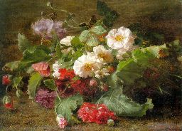Jacoba van de Sande Bakhuyzen (1826-1895) Poppies and wild roses