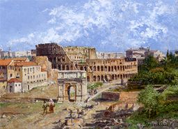 Antonietta Brandeis The Colosseum of Rome Oil on Board