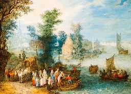 Joseph van Bredael An extensive river landscape with travelers
