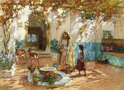 Frederick Arthur Bridgeman A Moorish courtyard