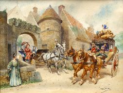 Georges Louis C. Busson La sortie en Caleche a Saumur