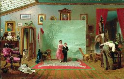 Thomas Le Clear Interior with Portraits ca 1865