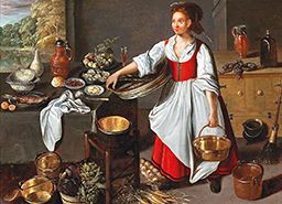 A Kitchen Interior with a Servant, School Of Antwerp