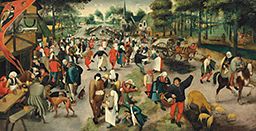 Saint Georgeâ€™s Day - A Village Kermesse with Figures Dancing and Merrymaking by Marten van Cleve the Elder
