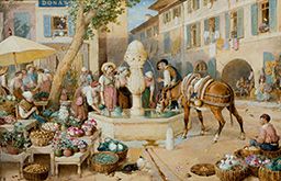 Fountain at Toulon, France by Myles Birket Foster