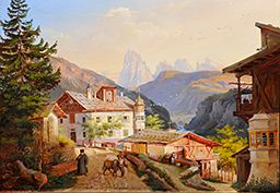 Village Scene of St. Peter Near Laion by Josef Arnold der Jungere