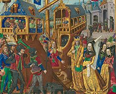 Louis IX and Margaret of Provence Enter the Ship after the Release of the King From Captivity. Fragment of a miniature from the manuscript 'The Life and Deeds of Monseigneur Saint Louis'