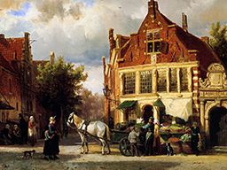 Street Scene, Sun by Cornelis Springer