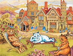 Cats Relaxing in the Grounds at Napsbury by Louis Wain