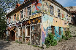 Painted artist community house in Vilnius, Lithuania