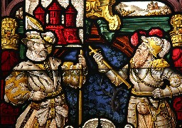 Stained-Glass detail in the 17th century Heidelberg castle, Germany