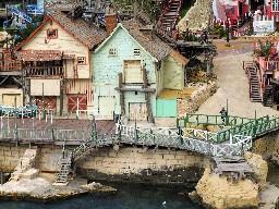Old wooden fishing village houses and dwellings, Malta