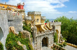 Colored castle outdoor, Portugal
