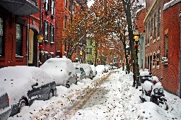 Snowing winter at Boston, Massachusetts