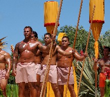 Hawaiians in traditional clothing.
