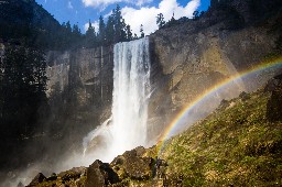 The Mist Trail is a one mile long slippery route through the spray of Vernal Fall