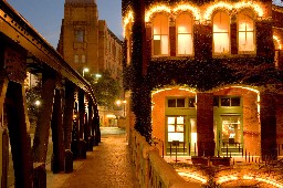 Shopping place and cafes along river in downtown San Antonio