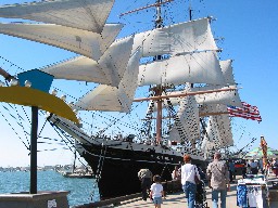 Star of India, world's oldest working ship, beside the embarcadero of San Diego