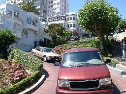 Cars going down Lombard Street, San Francisco, California