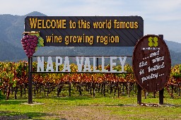 Napa Valley sign before you enter Napa Valley in Autumn